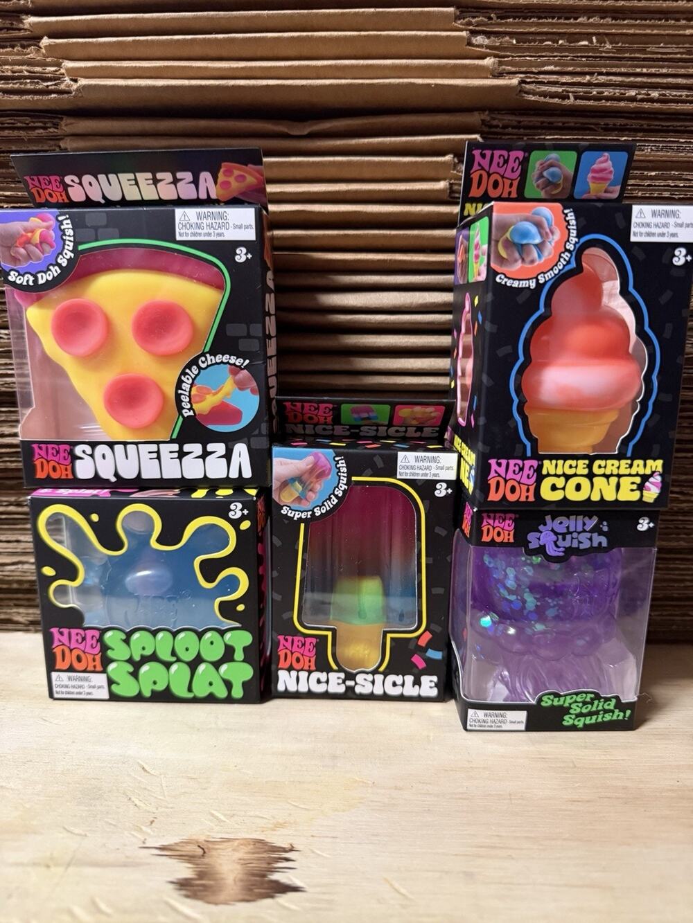 needoh bundle of 5 jellyfish, nicecicle, ice cream cone, splat and pizza